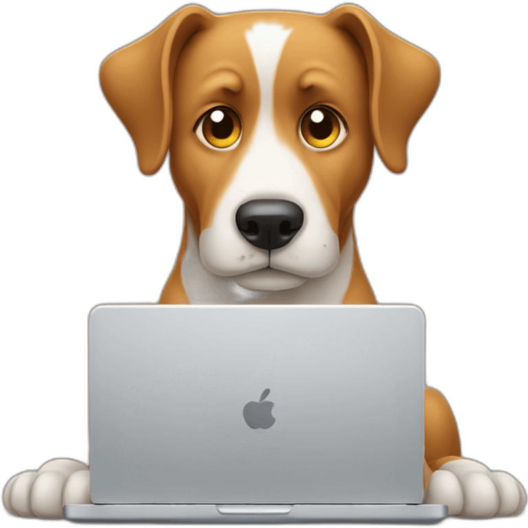 dog typing sadly on laptop emoji