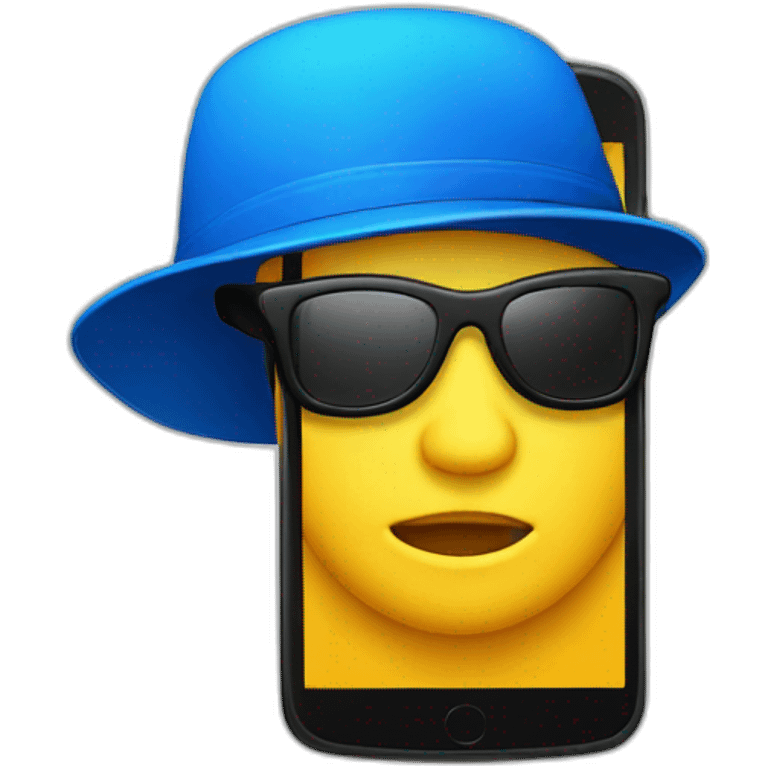 smartphone with blue hat on emoji