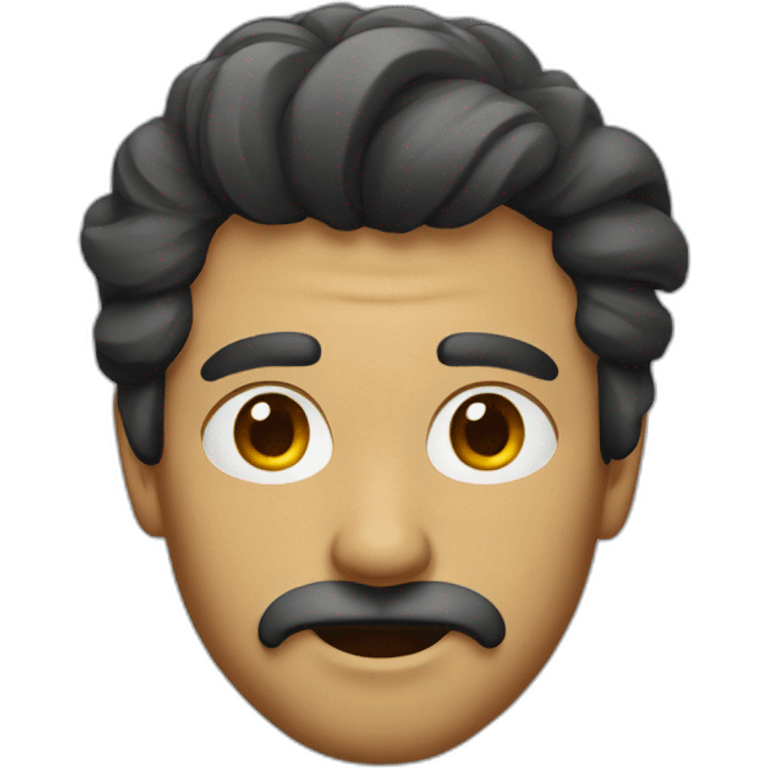 a man with hair on his forehead and a short mustache emoji