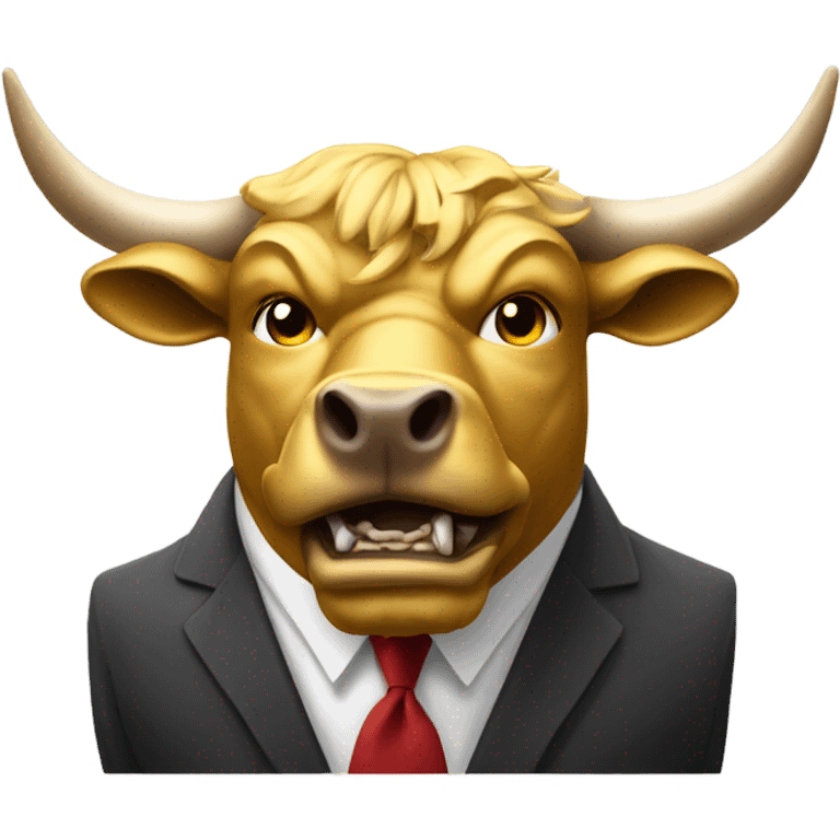 golden raging wall street bull portrait emoji