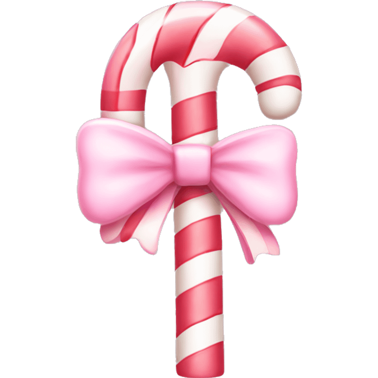 Light pink candy cane with bow emoji