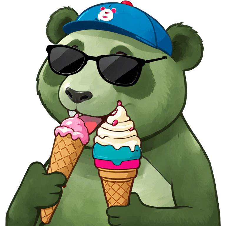 Panda eating ice cream emoji