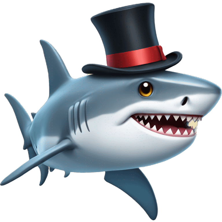 Shark with a top hat emoji