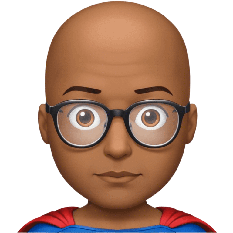 Brown skin superman bald with glasses emoji