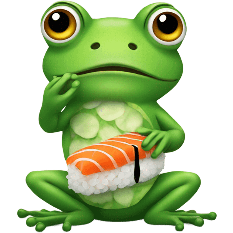 Frog eating sushi emoji