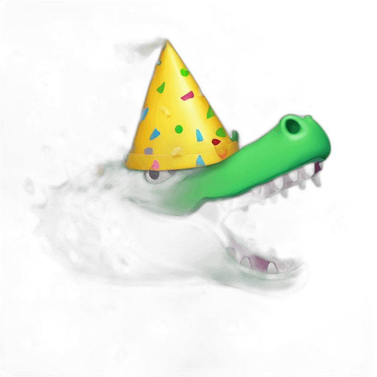 crocodile with party hat and confeti emoji