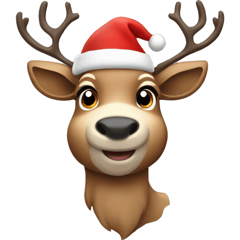 Reindeer with Santa hat emoji