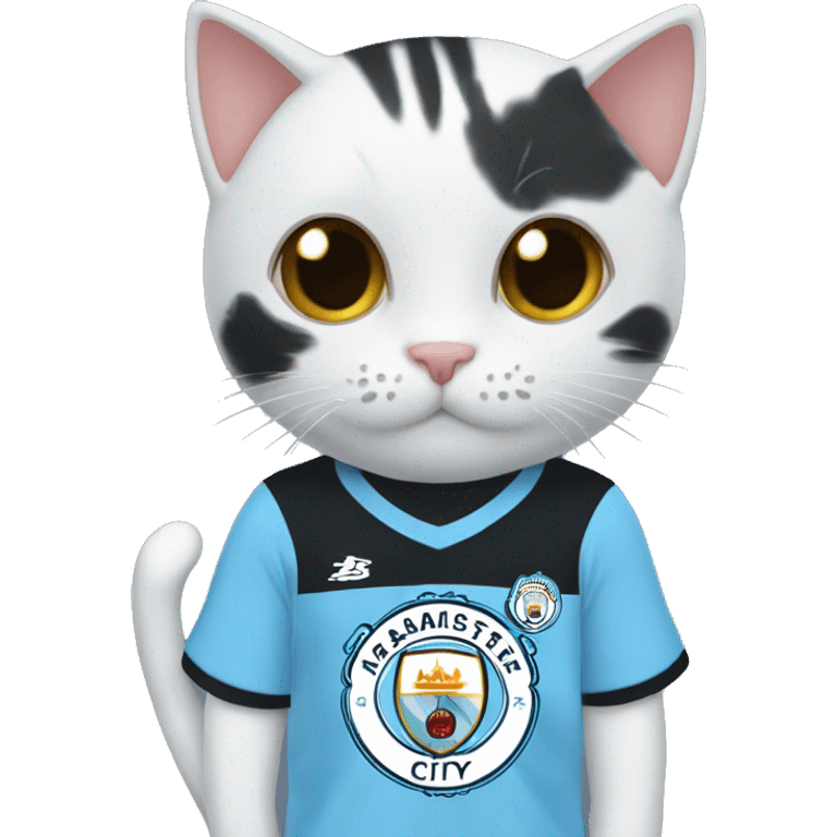 black kitten in a man city shirt  emoji