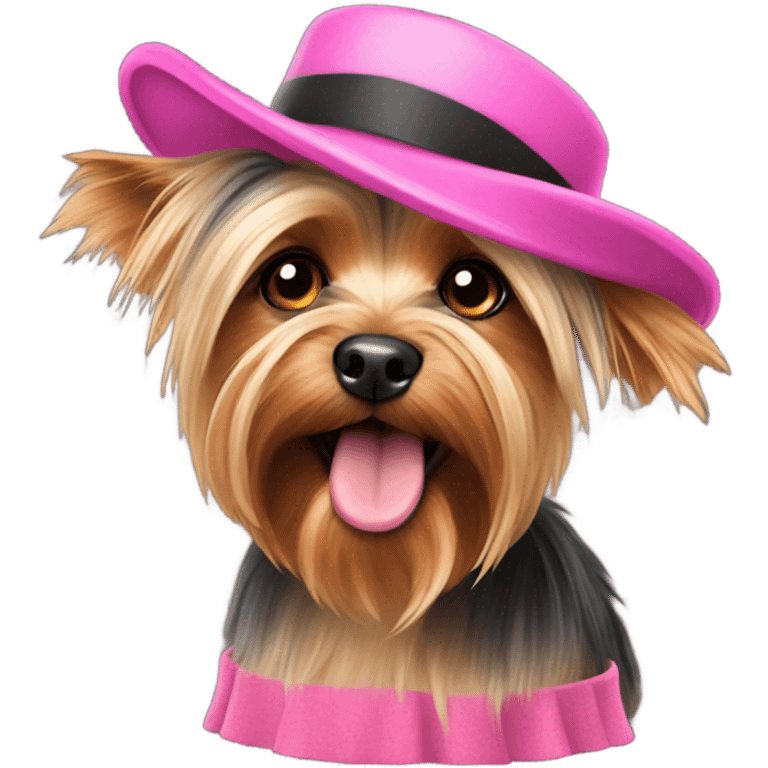 Yorkie with pink hat emoji