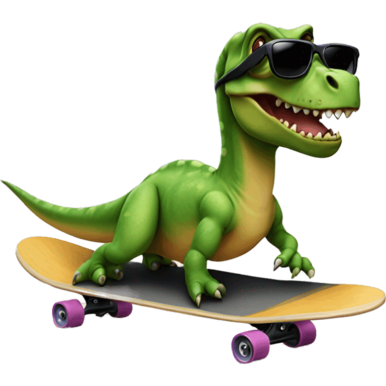 Dinosaur with sunglasses riding a skateboard  emoji