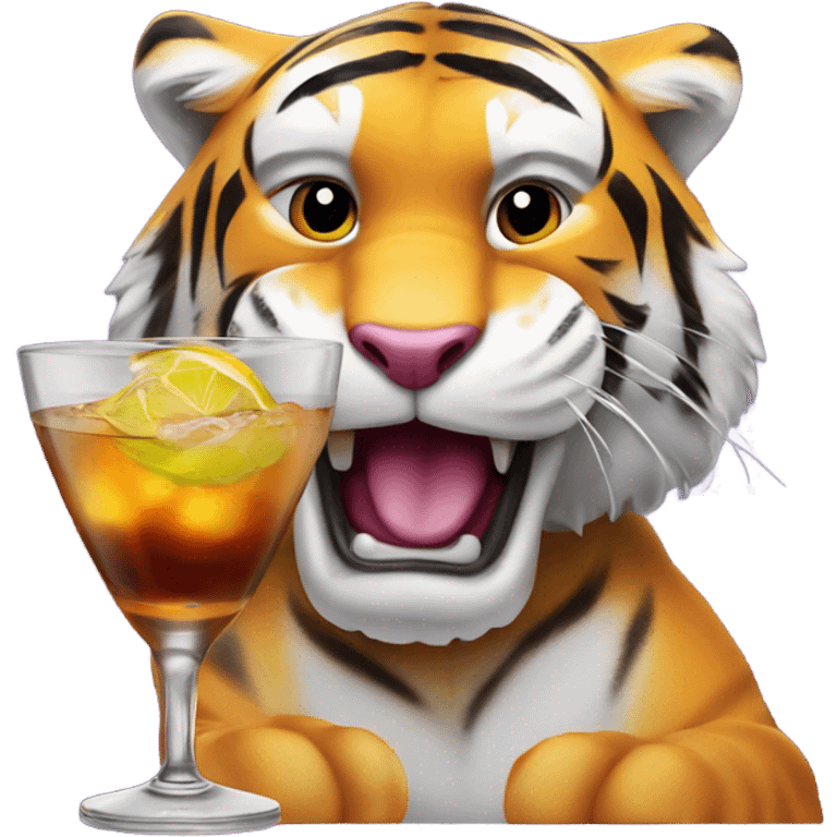 LSU Mike the Tiger with whiskey cocktail  emoji