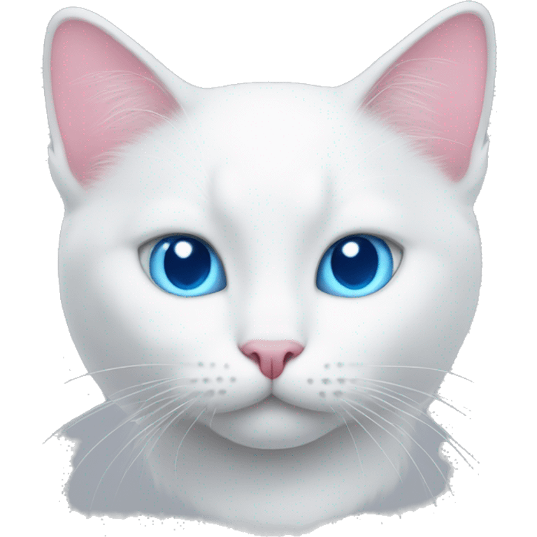 White cat with blue eyes and pink nose emoji