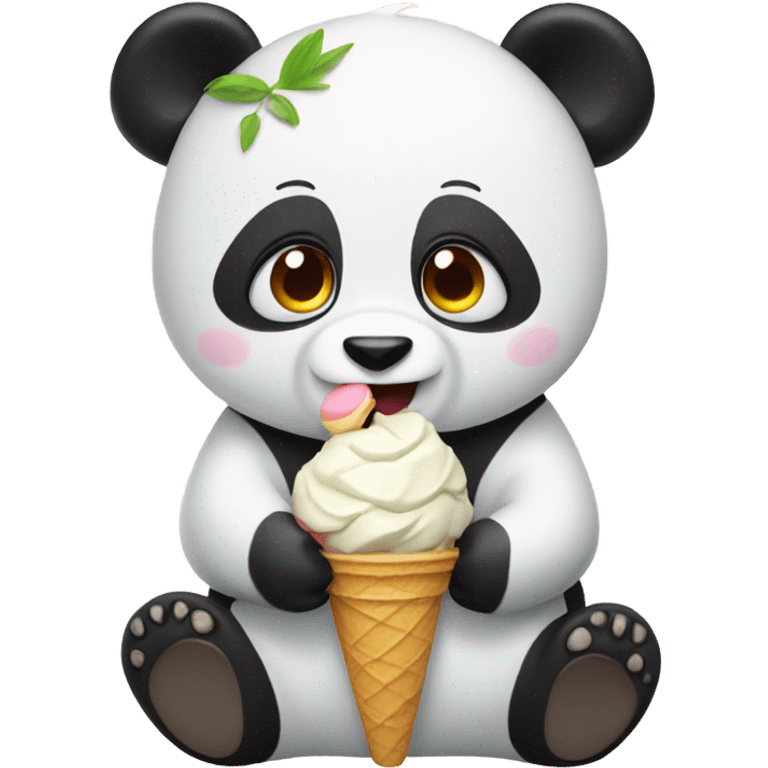 Panda eating ice cream emoji