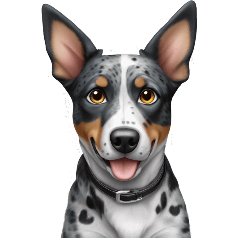 Black and white spotted Australian cattle dog blue eyes emoji