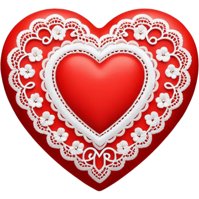 3D Red heart outlined with lace emoji