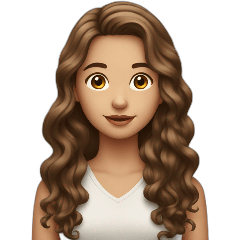 young pretty girl with long brown waivy hair emoji