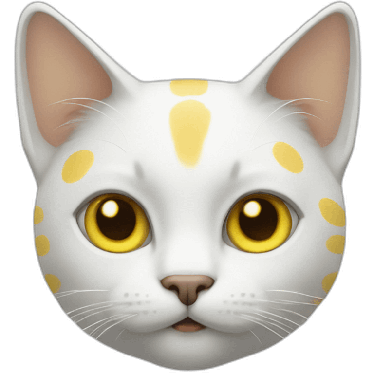 Cat white with yellow spot emoji