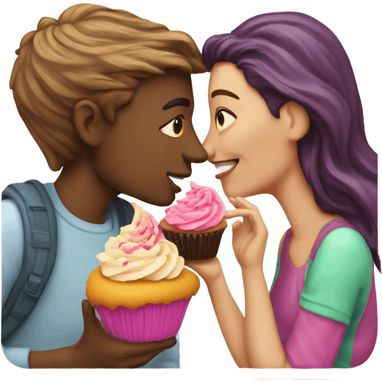 making out with a cupcake emoji