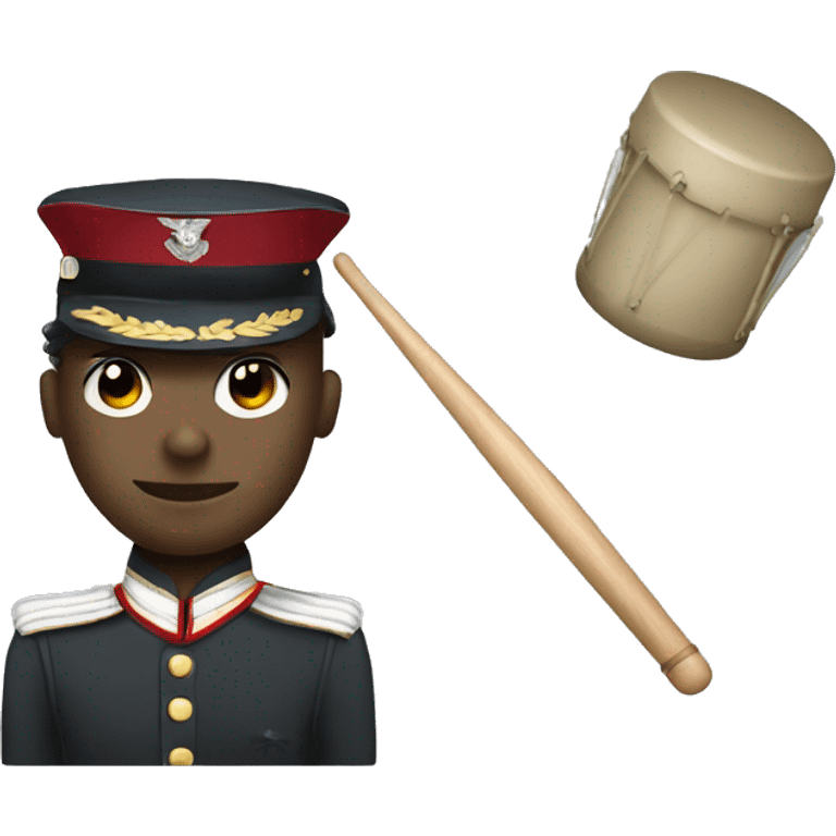 Balled drummer in military uniform  emoji