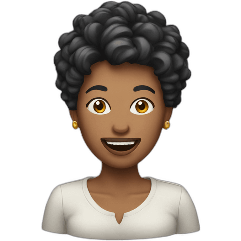 Woman with big mouth and pixie hair emoji