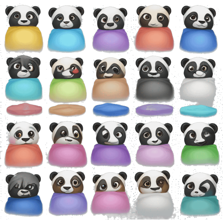 panda in many colors emoji