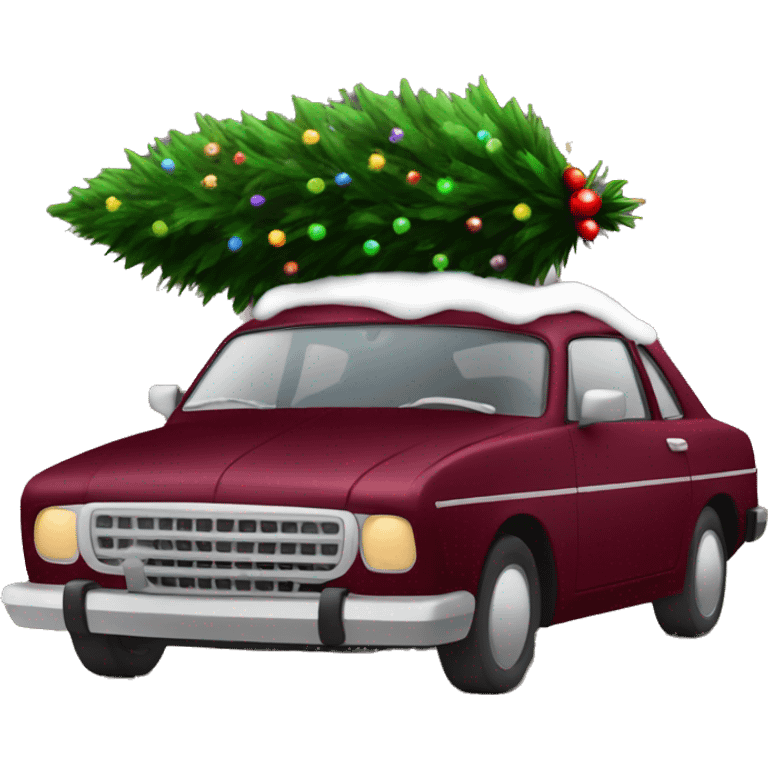 Christmas burgundy Car with Christmas Tree  emoji