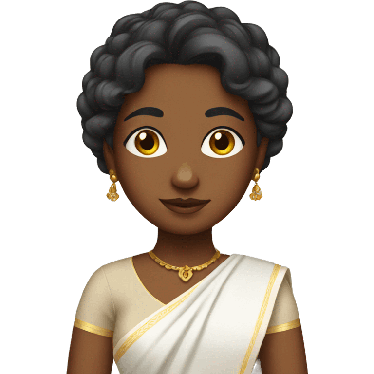 Brown girl wearing white saree emoji