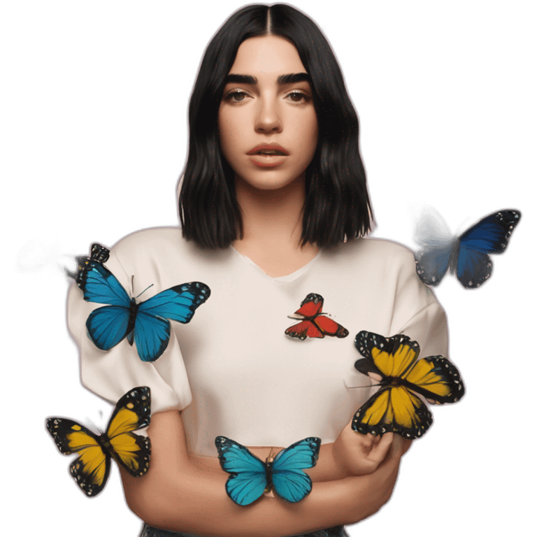 Dua lipa with many butterfly around her emoji