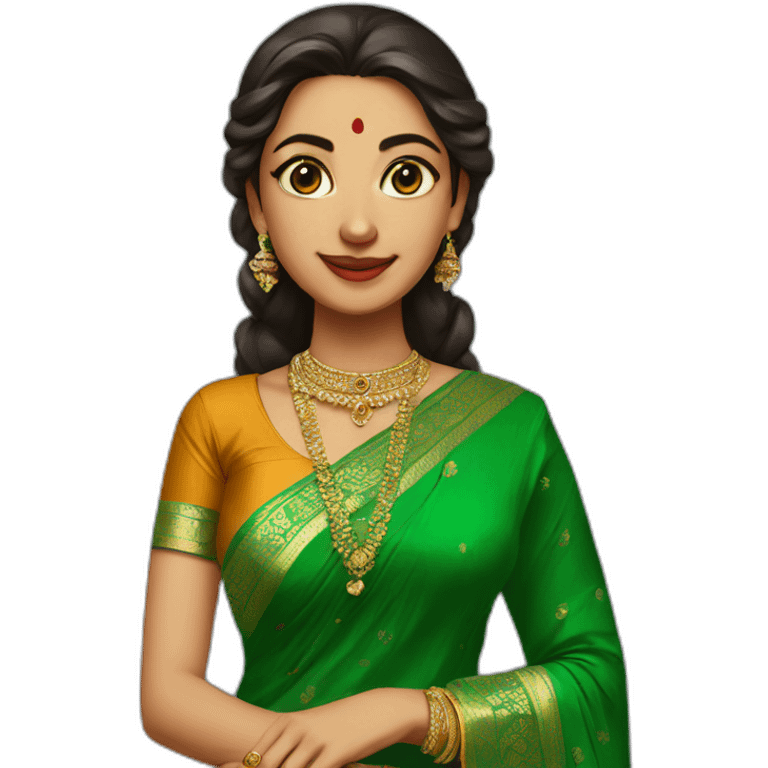 Married girl in green saree emoji