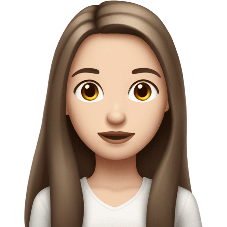 pink Parisian brunette girl long straight hair and brown eyes and pale skin  emoji