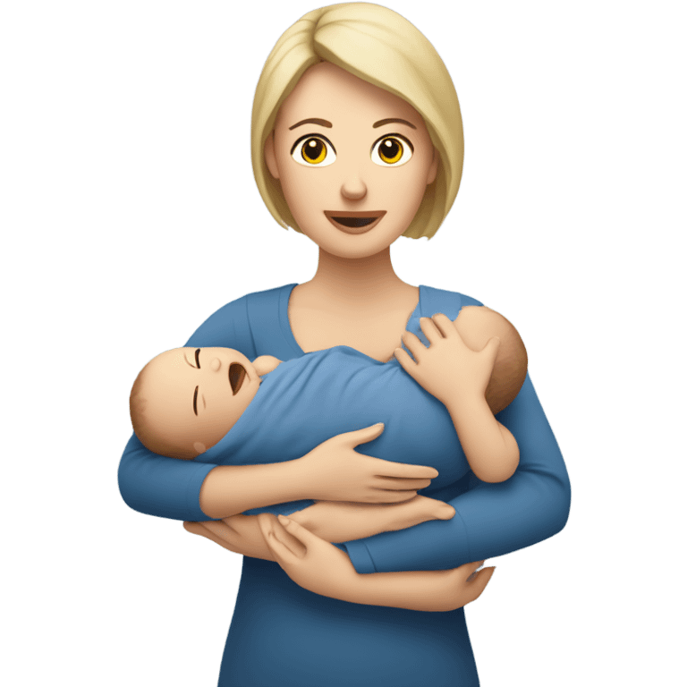 caucasian mother holding newborn baby emoji