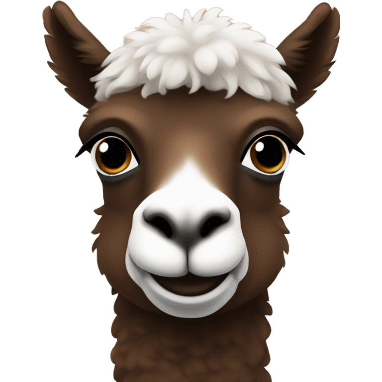 Dark Brown alpaca with a little bit of white on her forehead  emoji