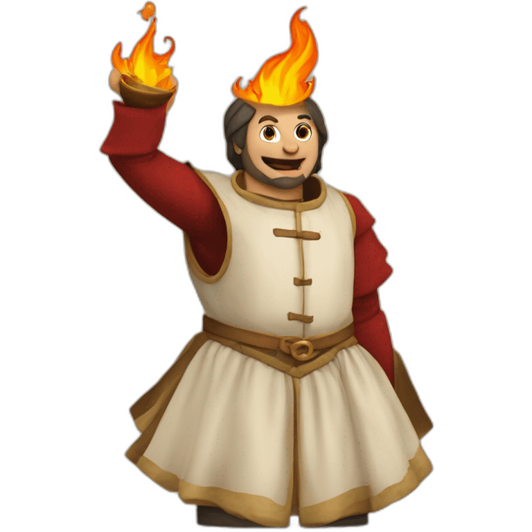 medieval fire eater acting for audience, torso, without the audience emoji