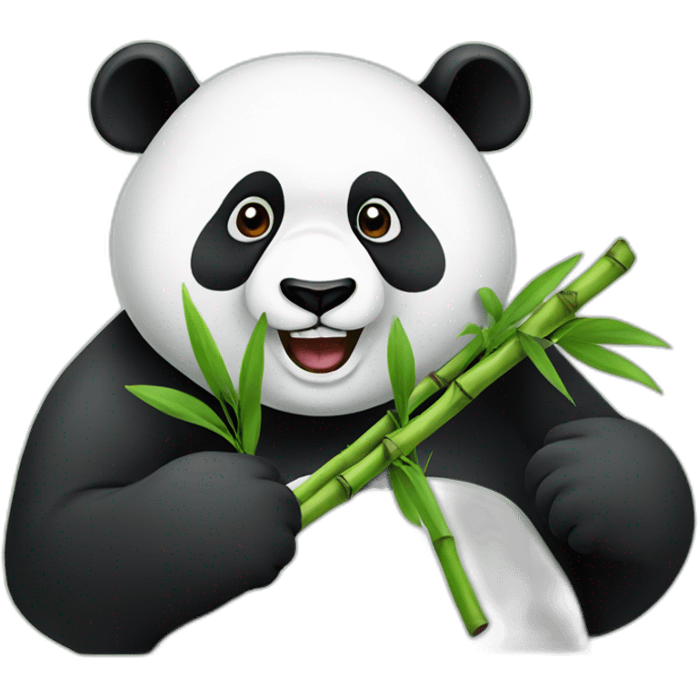 a panda eats bamboo emoji