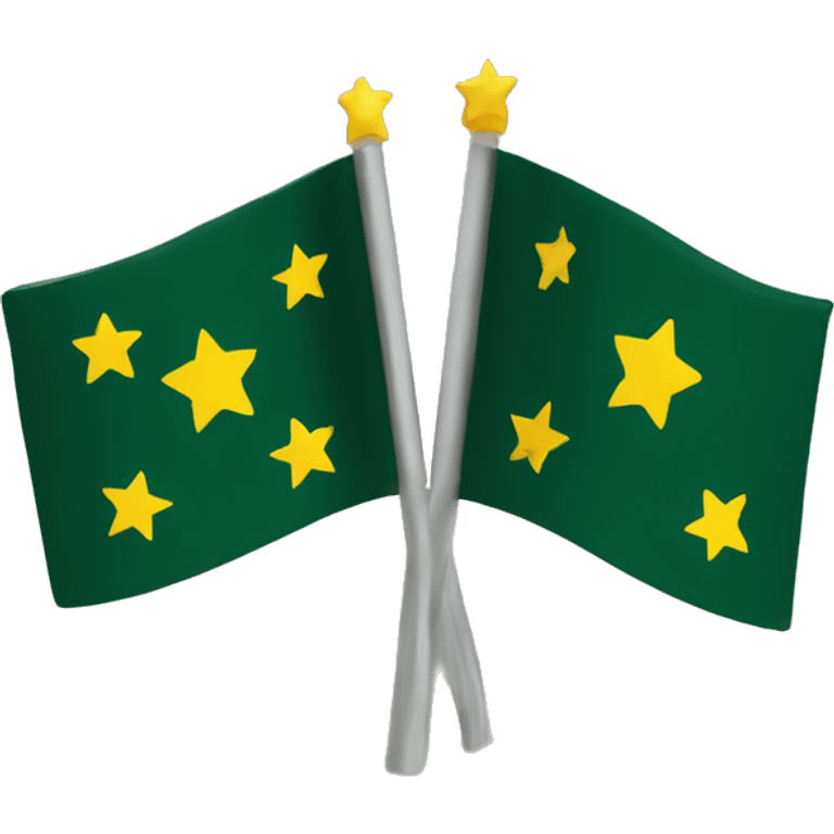 circassian flag with dark green background with 3 yellow arrows and 12 yellow stars emoji