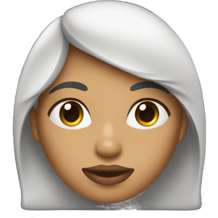 una mujer con brillo labial emoji