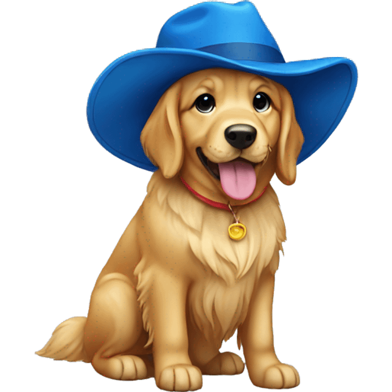 a golden retriever with a blue hat emoji