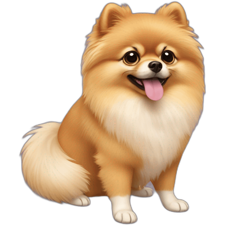 Pomeranian wears socks emoji