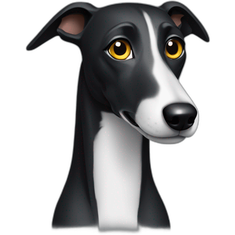 black greyhound with white spot on the chest emoji