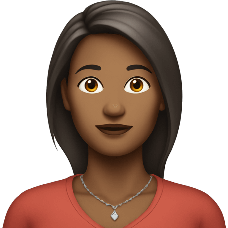 woman in her forties, slightly dark, square brown hair, with a piercing on the top of her cheek emoji