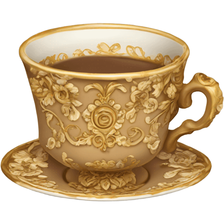 Light brown and gold vintage rococo coffee cup  emoji