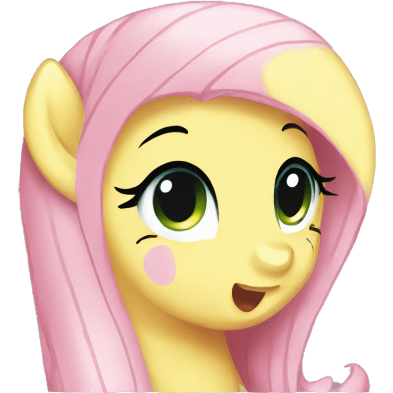 Fluttershy with shy face expression emoji