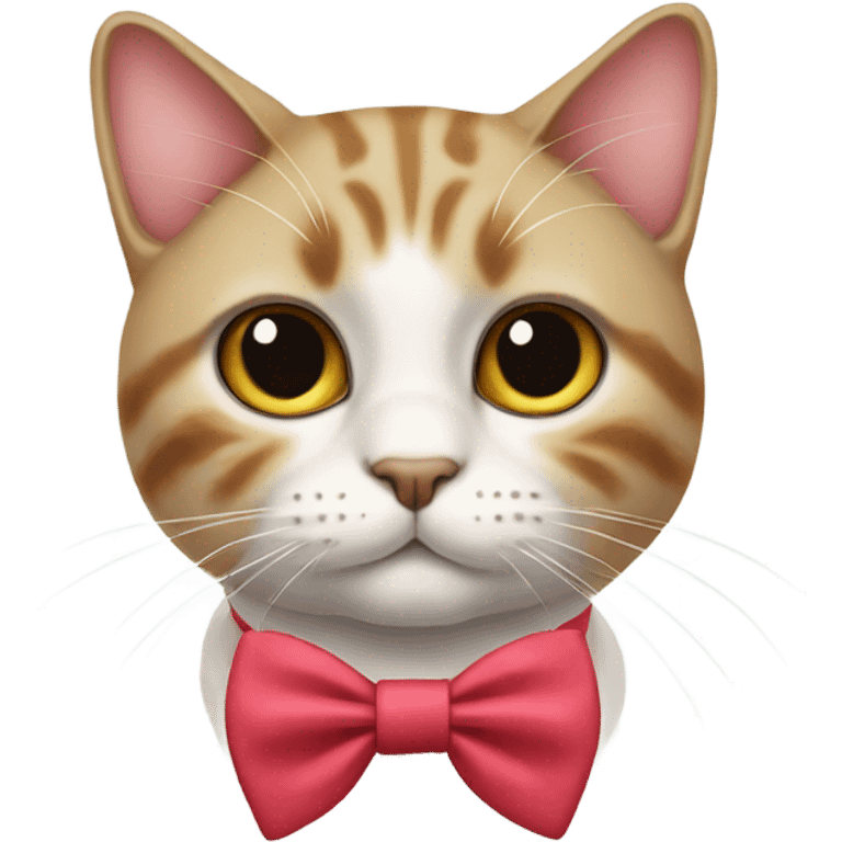 Cat with cute preppy bow emoji