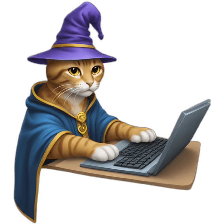 cat wizard typing on a computer emoji