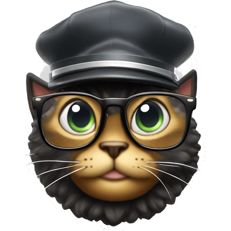 Mulatto star umpire confident business young adult cat pfp with smart glasses, eyes gleaming with redemption floating crown of authority emoji