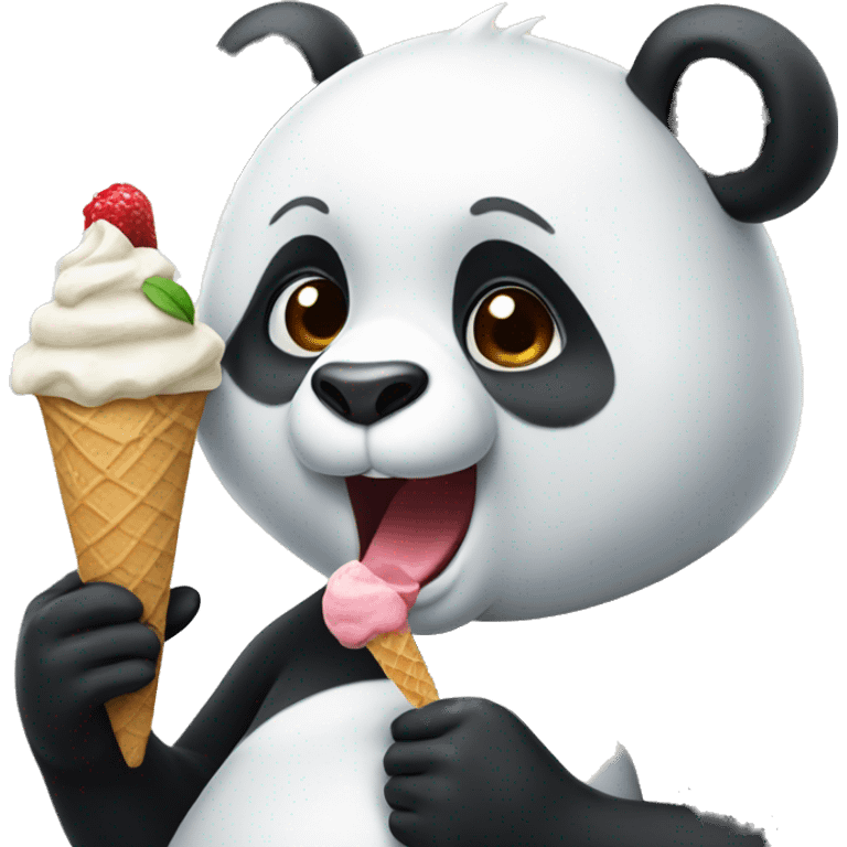 Panda eating ice cream emoji