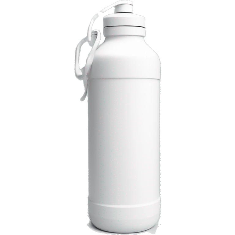 white water bottle with white lid, white handle strap emoji