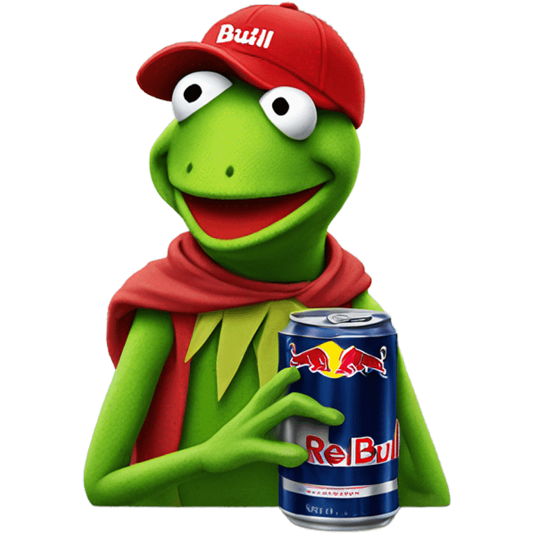 Kermit with a redbull  emoji