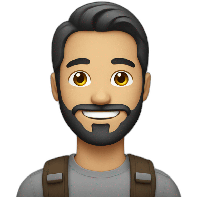 smiling man with beard in 20s emoji