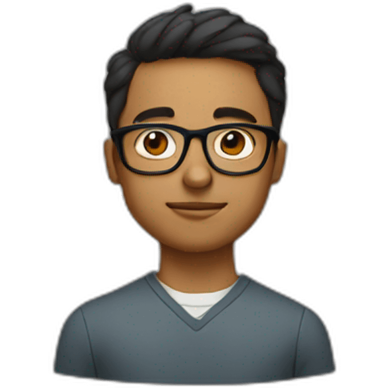 Young man wearing glasses and thinking emoji